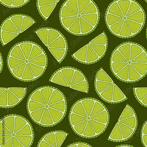 Lime seamless pattern. Colorful sketch limes.