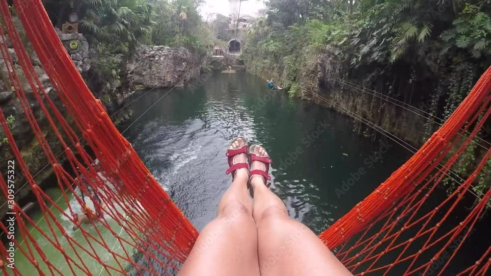 Water zip line in Mexico 