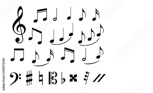 set of musical annotations or music note elements concept. easy to modify