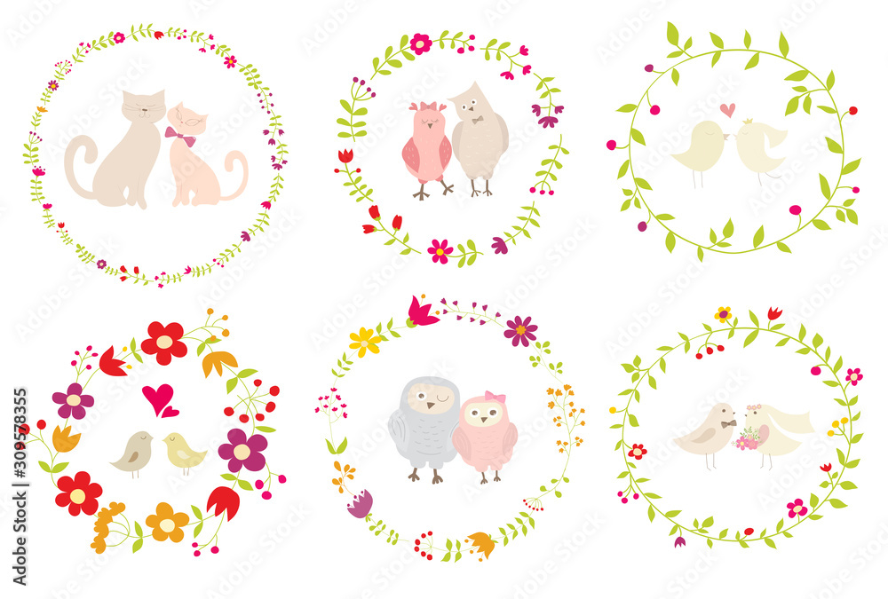 Collection of vector wedding elements. Ideal for decoration of invitations, texts, cards, etc.