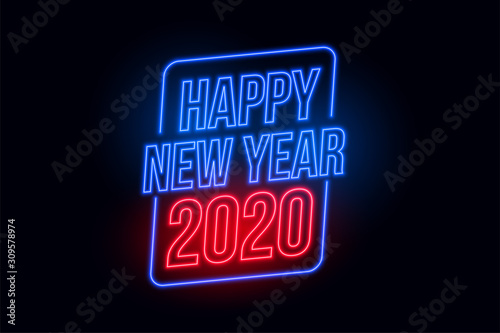 happy new year 2020 in neon style background