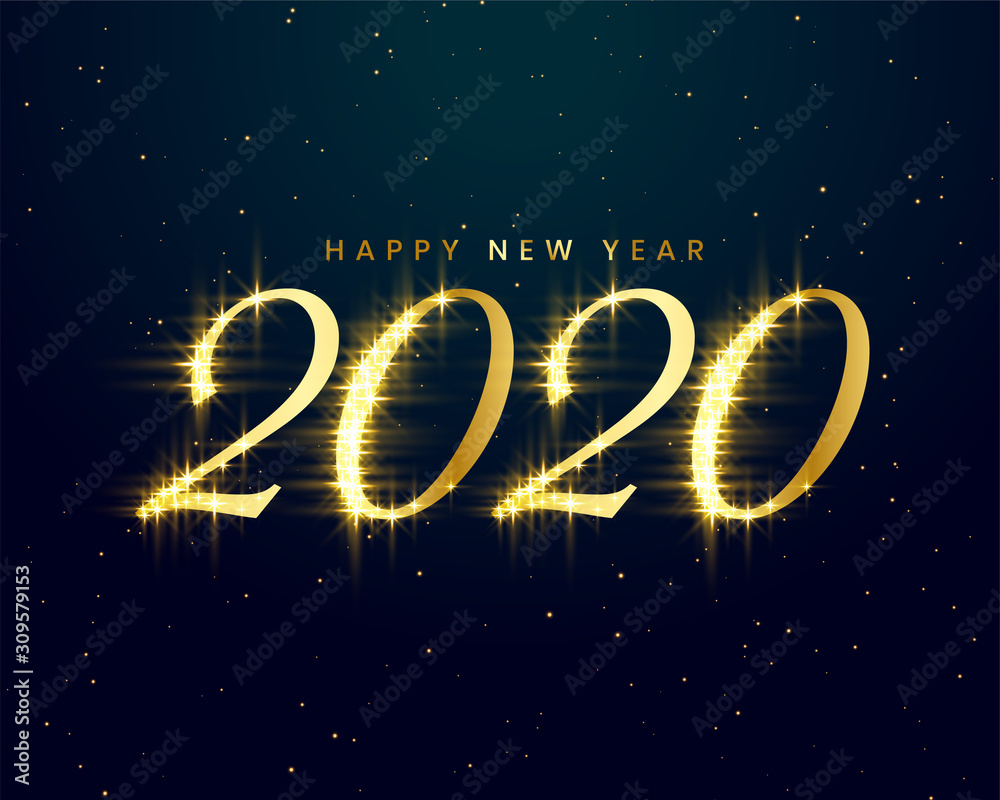 golden sparkles 2020 happy new year background design