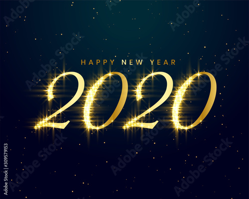 golden sparkles 2020 happy new year background design