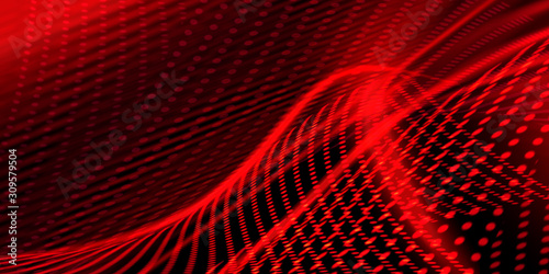 Abstract red background with luminous lines.