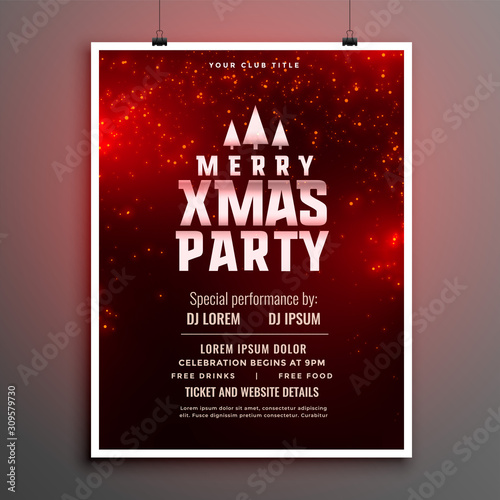 lovely red christmas party celebration flyer template