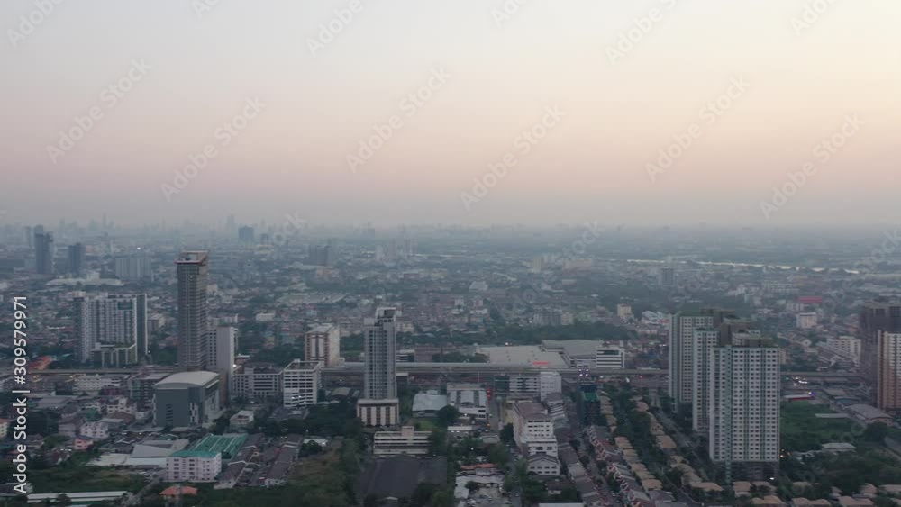 Aerial city view from flying drone at Nonthaburi, Thailand, top view landscape Aerial city view from flying drone at Nonthaburi, Thailand, top view landscape