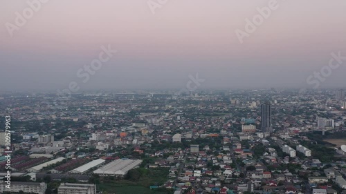 Wallpaper Mural Aerial city view from flying drone at Nonthaburi, Thailand, top view landscape Torontodigital.ca