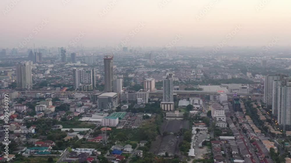 Aerial city view from flying drone at Nonthaburi, Thailand, top view landscape Aerial city view from flying drone at Nonthaburi, Thailand, top view landscape