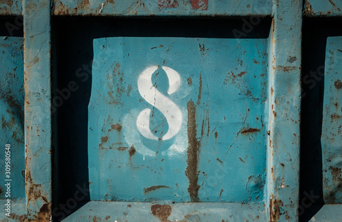 Foto number 8 (eight) painted on vintage metal background