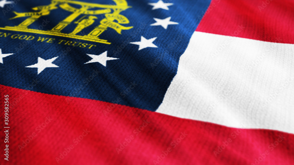 USA State Georgia flag is waving 3D rendering. USA State Georgia flag is waving 3D rendering.