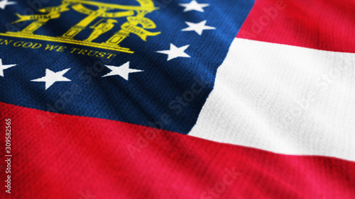 USA State Georgia flag is waving 3D rendering.