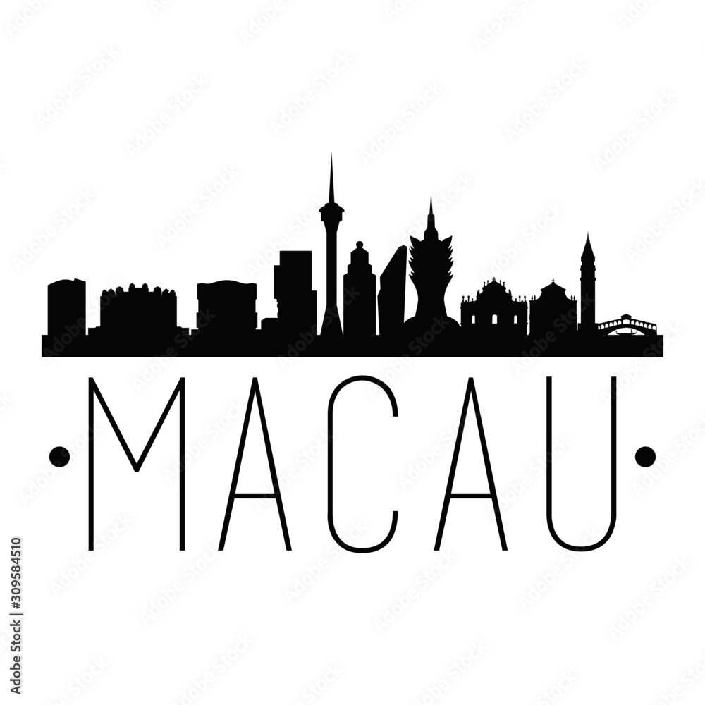 Macau China. City Skyline. Silhouette City. Design Vector. Famous Monuments Logo.
