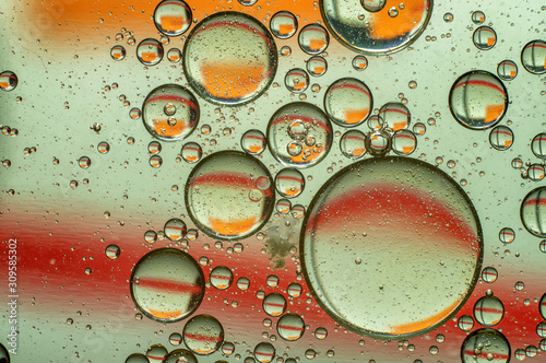 Oil in water, color background, macro