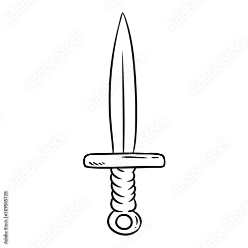 Athame occult symbol. Ritual knife hand drawn magic doodle. Isolated vector pagan wiccan image