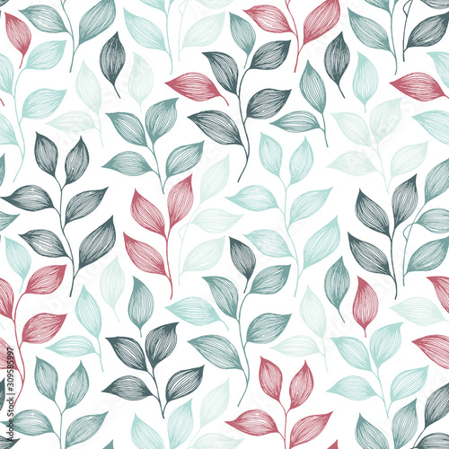 Wrapping tea leaves pattern seamless vector illustration. © SunwArt