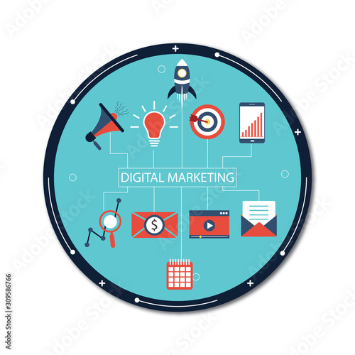 Digital Marketing keywords with icons