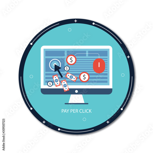 Pay per click advertising, sponsored listing, paid search marketing vector banner