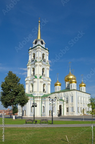 Tula, Russia - September 12, 2019: Assumption Cathedral in the Tula Kremlin in autumn Sunny day