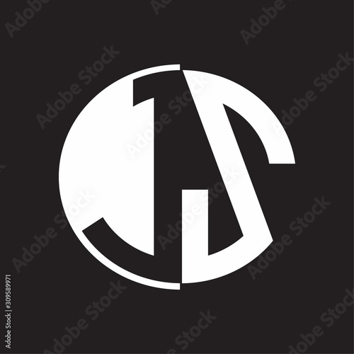 JS Logo monogram with Negative space style design tempate