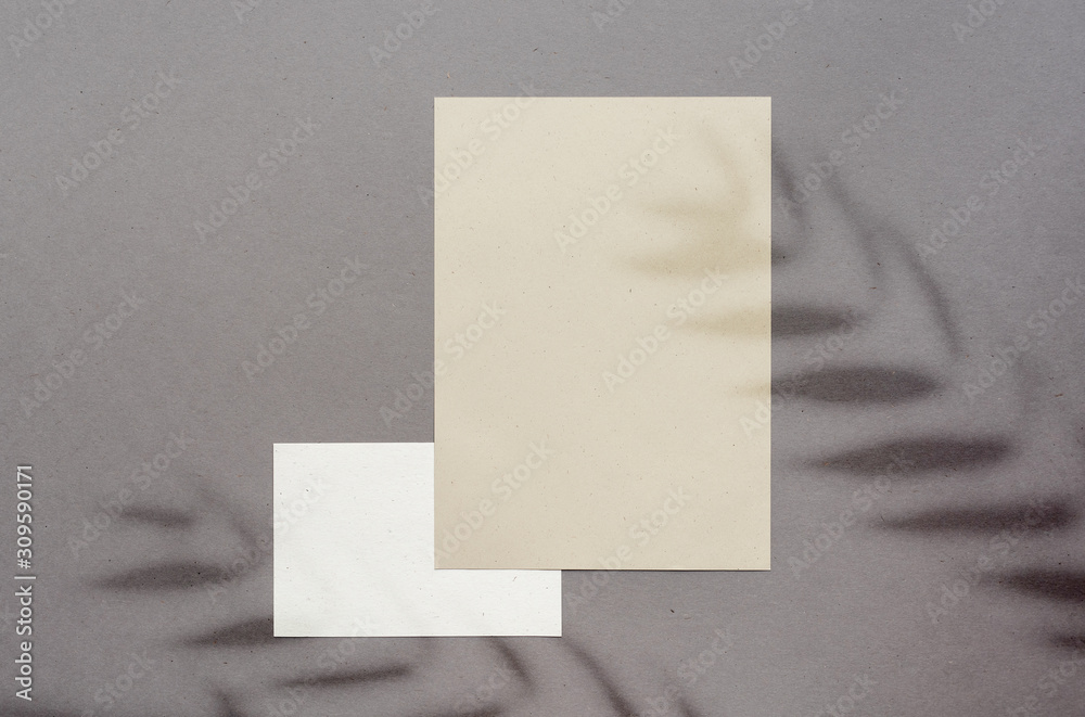 Empty eco paper sheets brown bg shadow overlay Empty eco paper sheets brown bg shadow overlay
