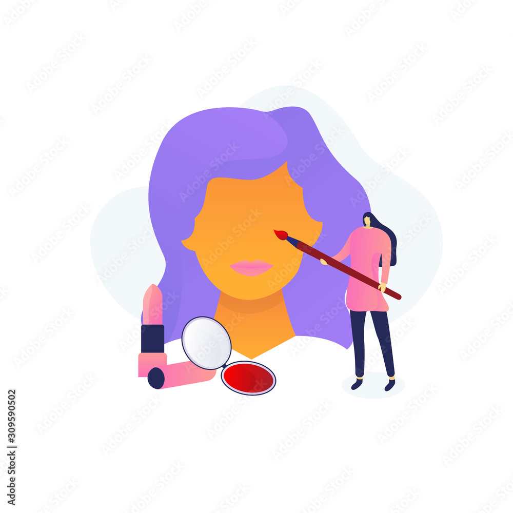 Makeup artist, beauty salon, stylist services. Modern flat vector illustration Makeup artist, beauty salon, stylist services. Modern flat vector illustration