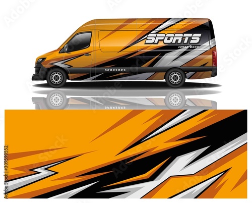 van car decal wrap design vector