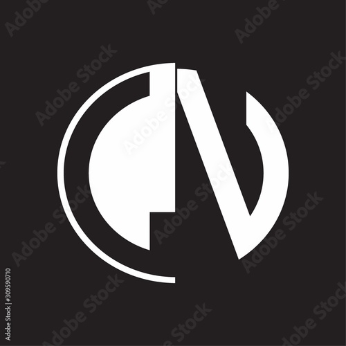 Lv logo with negative space triangle and circle Vector Image