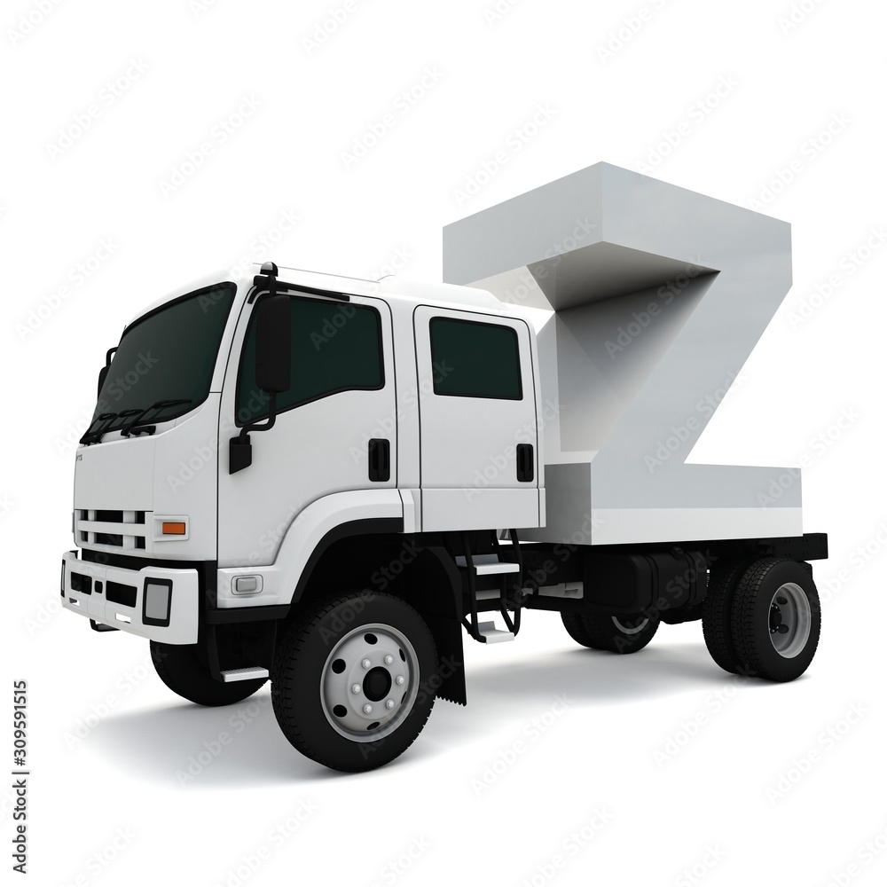 3D illustration of truck with letterZ