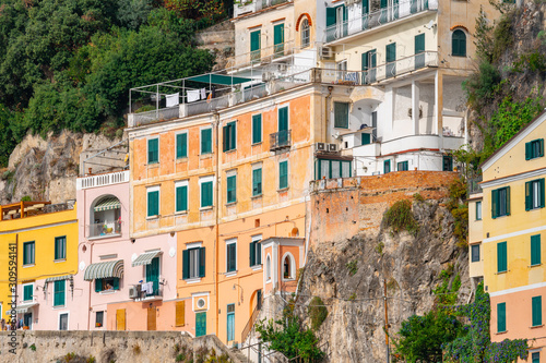 Beautiful colorful houses in Amalfi. Amalfi coast.