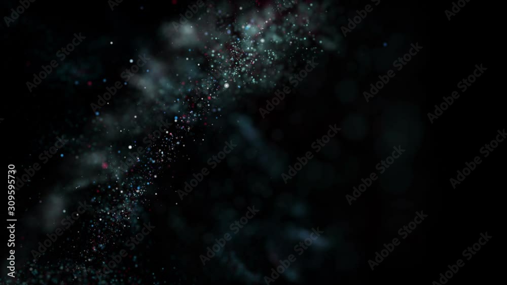 Futuristic animation with wave object and glitter particles in slow motion, 4096x2304 loop 4K