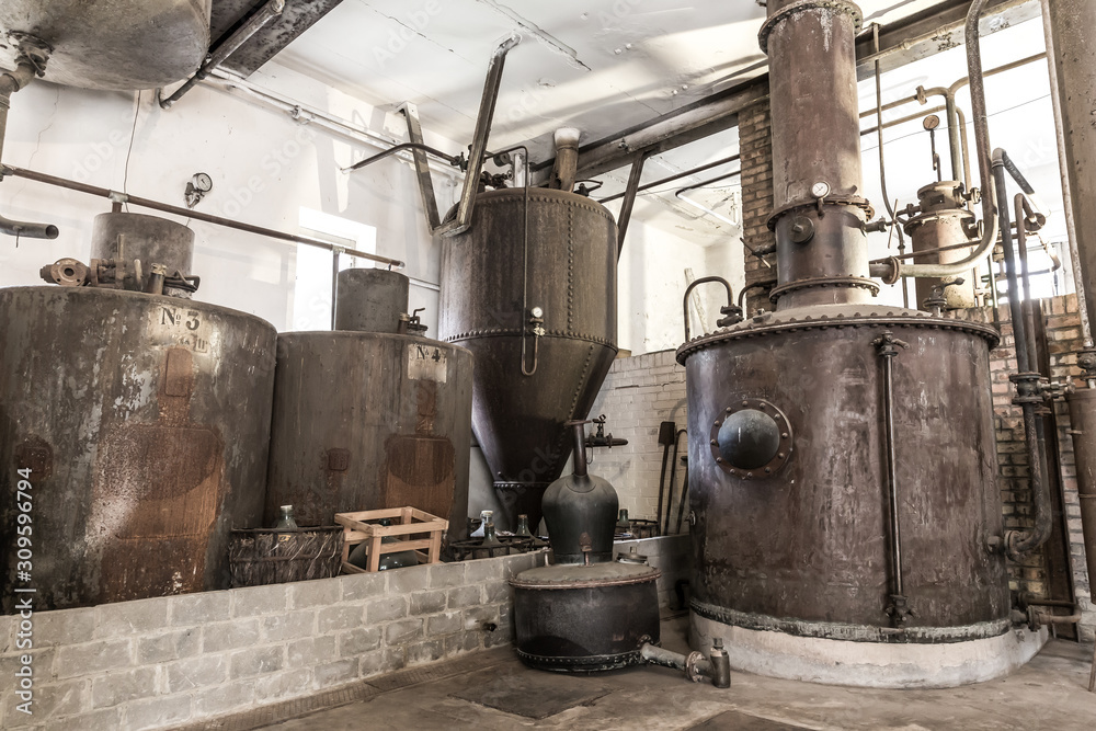 Old winery in boiler room, ancient european town Old winery in boiler room, ancient european town