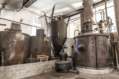 Old winery in boiler room, ancient european town