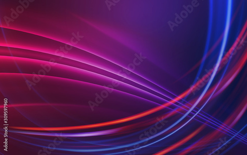 Dark abstract background with neon lines, glow.