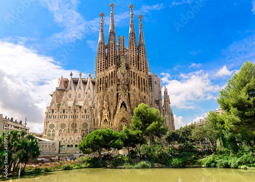 BARCELONA, SPAIN - SEPTEMBER 15: Sagrada Familia of 2015 in Barcelona. Sagrada a surname - the most known the buildings created by Antoni Gaudi. photo