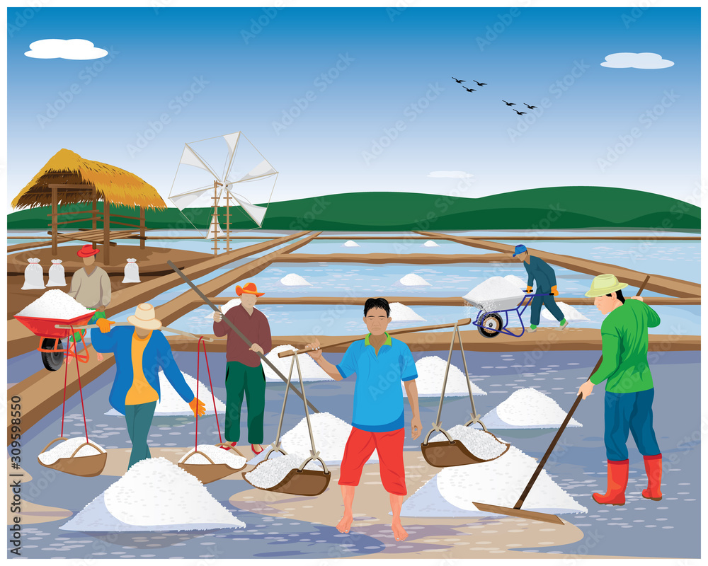 Obraz premium rolnik pracuje przy projektowaniu wektorów pola solnego