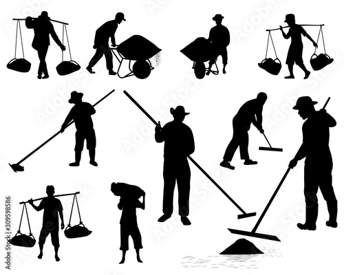 silhouette agriculturist cartoon shape vector design