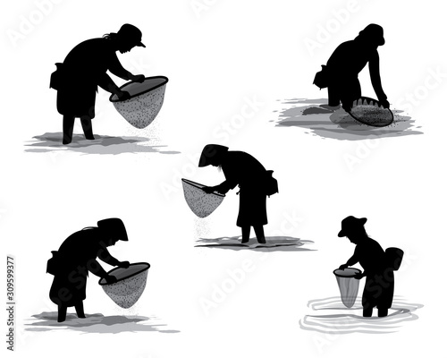 silhouette agriculturist cartoon shape vector design