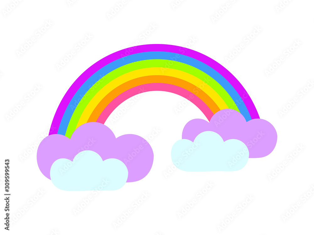Bright rainbow icon flat cartoon style. Vector illustration Bright rainbow icon flat cartoon style. Vector illustration