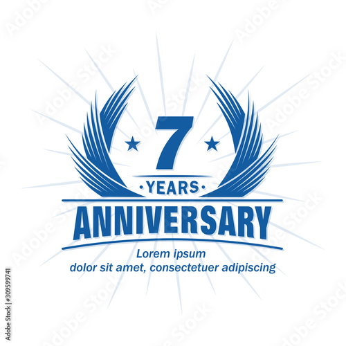 7 years logo design template. 7th anniversary vector and illustration.