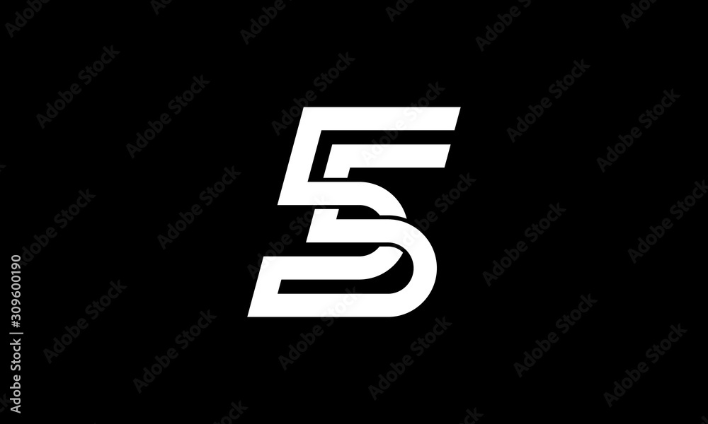Black White number 55 or five logo design template Stock Vector | Adobe