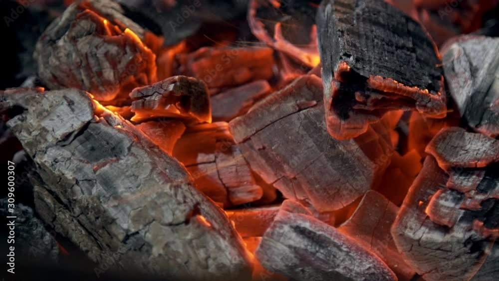 Glowing Red Charcoal in barbecue closeup isolated Glowing Red Charcoal in barbecue closeup isolated
