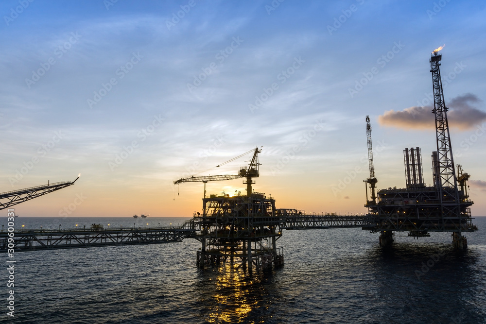 Seascape of an oil field