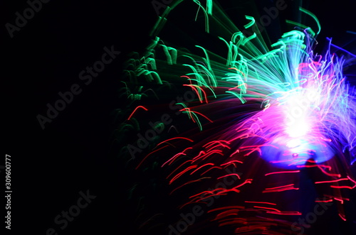 The light in the night and surface patterns created by lights