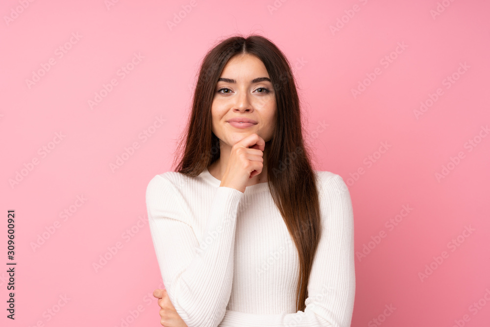 Young woman over isolated pink background laughing Young woman over isolated pink background laughing