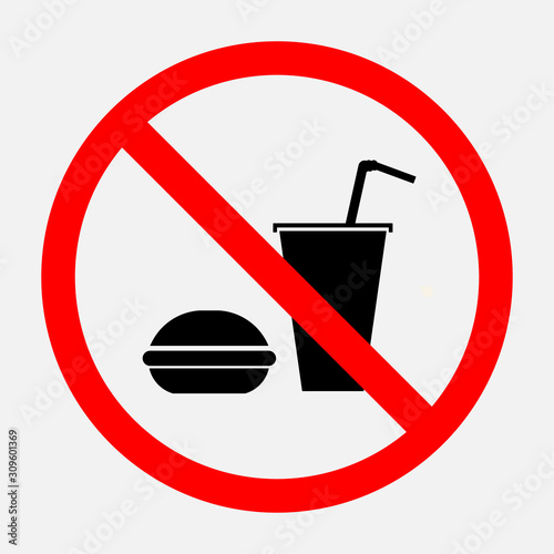 a sign can not eat and drink, round sign,