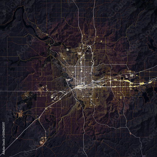 Map Spokane city. Washington