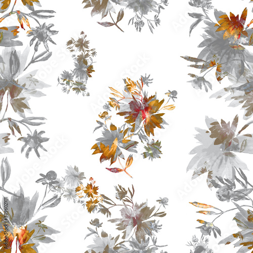 Watercolor seamless pattern. Illustration. Flowers © наталия калашник