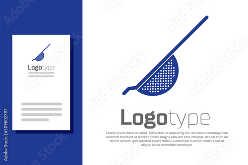 Blue Kitchen colander icon isolated on white background. Cooking utensil. Cutlery sign. Logo design template element. Vector Illustration