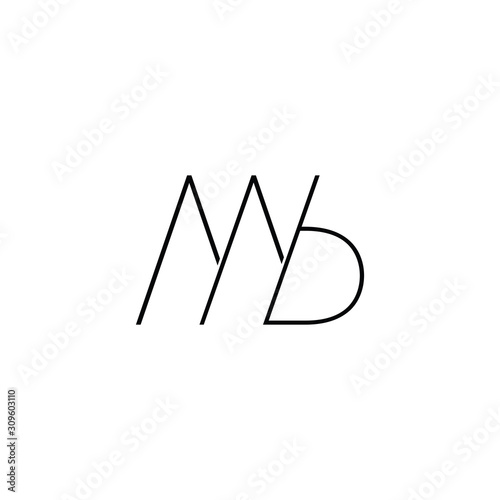 letter mb simple geometric line symbol logo vector photo