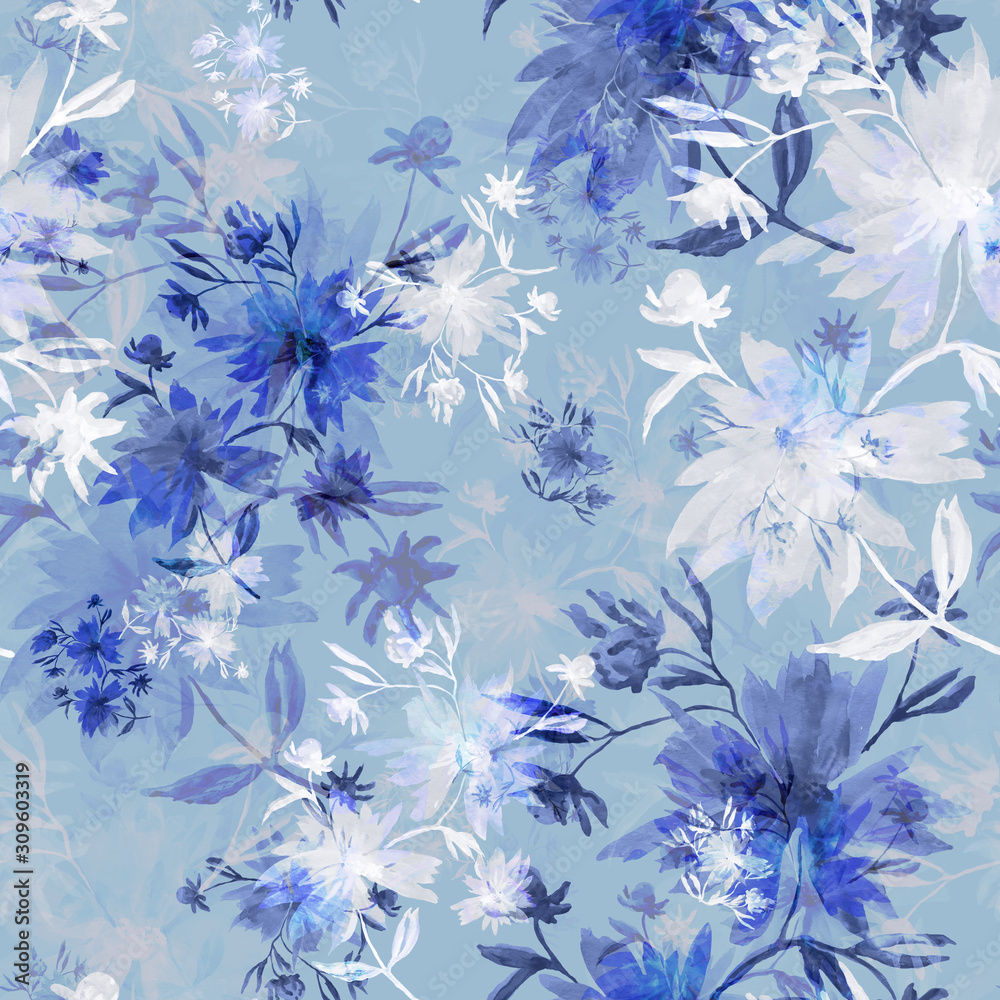 Fototapeta Watercolor seamless pattern. Illustration. Flowers
